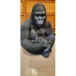STATUA GORILLA CON CUCCIOLO IN RESINA