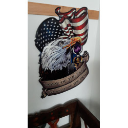 TARGA CON AQUILA E BNDIERA AMERICANA