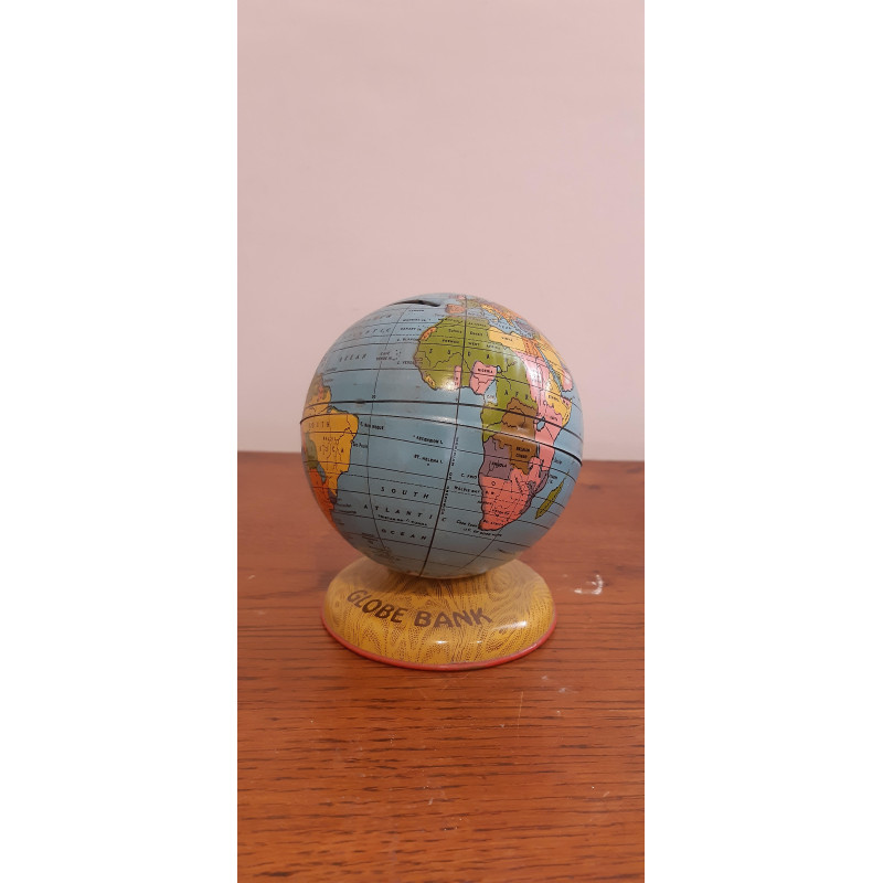 Salvadanaio in ceramica mappa valigia viaggio Il mondo Beige, marrone  (w/h/d) 14x13x6cm