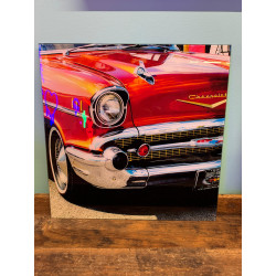 QUADRO IN VETRO SERIGRAFATO CHEVROLET ROSSA