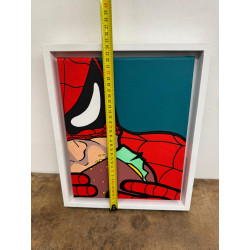 SPYDERMAN CHE MANGIA HAMBURGER _quadro di Olga Tkatchenko