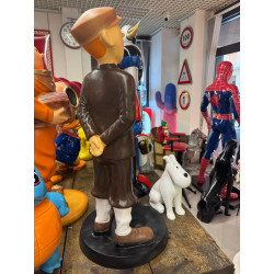 STATUA TINTIN E MILOU IN RESINA,  H 85 cm