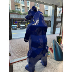 STATUA IN RESINA ORSO GRIZZLY DI COLORE BLU  H