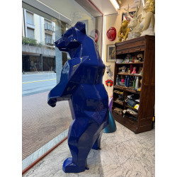 STATUA IN RESINA ORSO GRIZZLY DI COLORE BLU  H