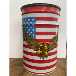 BIDONE SGABELLO ANNI 80 DECORAZIONE FLAG USA