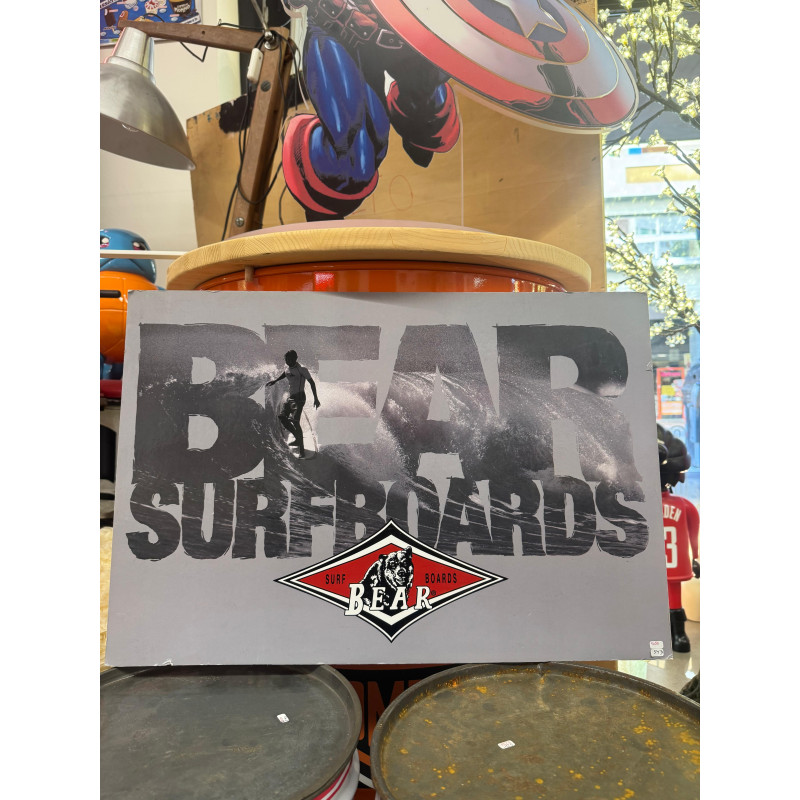 BEAR SURFBOARDS, CARTELLO IN CARTONE